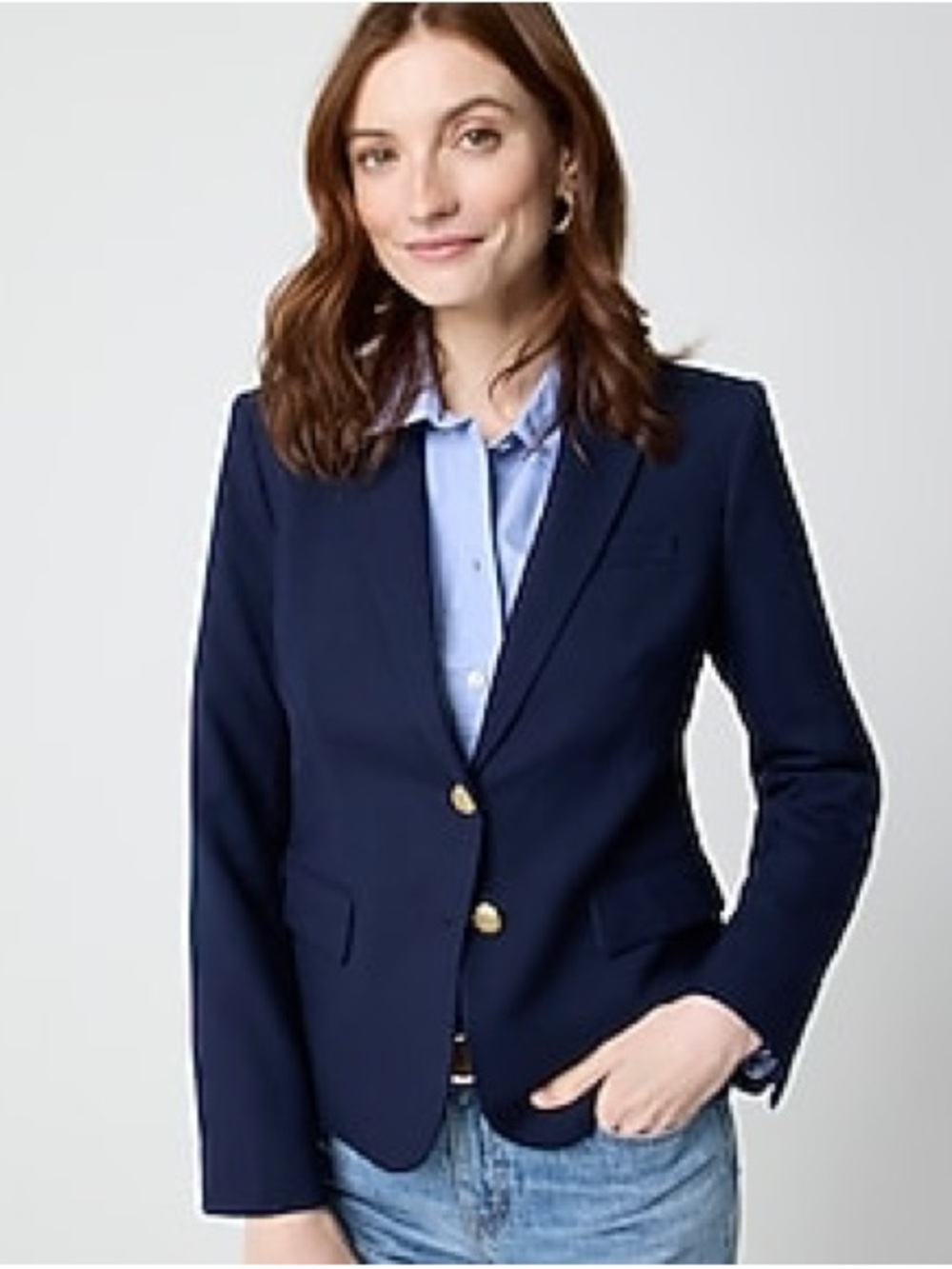 J. Crew Original Schoolboy Blazer Size 14 Wool Blend Preppy Academia Navy Blue